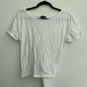 Olivia Sky Women's Boat Neck Short Sleeve Tie Ribbon Back Top White Size M